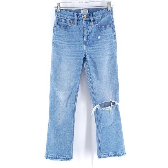 J. Crew Billie Denim Boot Crop Ripped Jeans - Picture 1 of 13